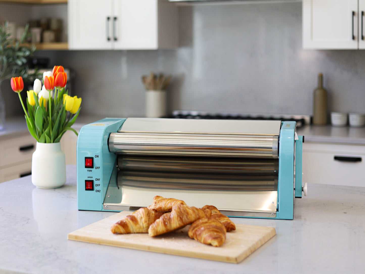 Laminadora de masa eléctrica: máquina para amasar de alta capacidad para pizza, pasteles y más, ideal para cocinas domésticas y comerciales