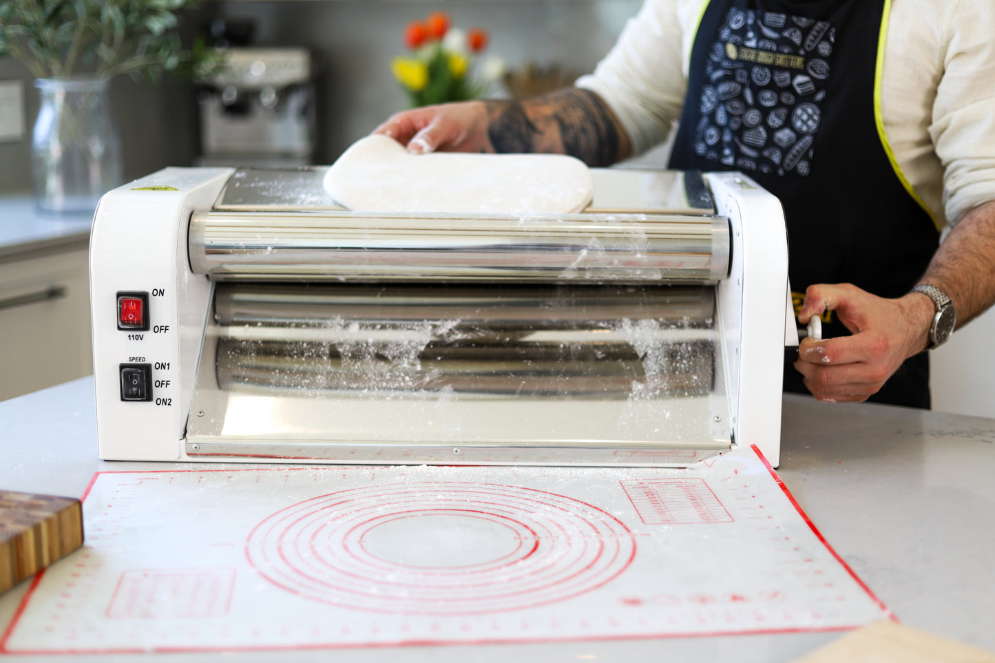 Laminadora de masa eléctrica: máquina para amasar de alta capacidad para pizza, pasteles y más, ideal para cocinas domésticas y comerciales